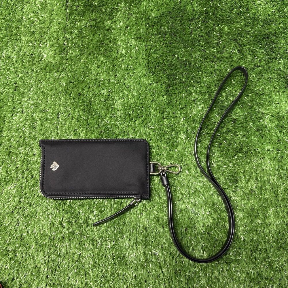Womens Black Kate Spade New York Nylon Lanyard ID Holder and Zip Coin Purse
